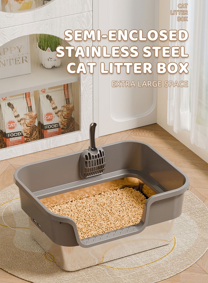 Kidle Stainless Steel Cat Litter Box with Scoop Anti Splashing and Easy Clean - Image 4